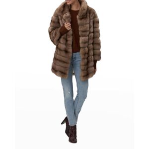 Gorski Horizontal Fur Stroller Coat - Size: SMALL - BROWN