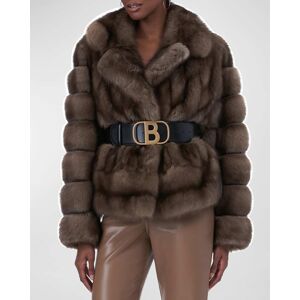 Maurizio Braschi Horizontal-Sleeve Sable Fur Jacket - Size: SMALL - GRAPHITE