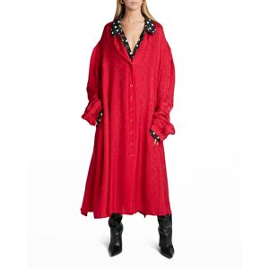 Balenciaga Spray Dot & Floral Jacquard Reversible Midi Dress - Size: 36 FR (4 US) - NOIR ECRU