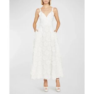 Elie Saab Floral Applique Tulle Gown - Size: 42 FR (10 US) - OPTIC WHITE