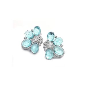 COOMI Trinity One-of-a-Kind 18k White Gold Paraiba Multi-Oval Earrings - WHITE
