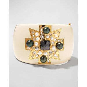 Verdura 80th Anniversary Ivory Cuff Bracelet with Diamonds, Black Diamonds and Pearls
