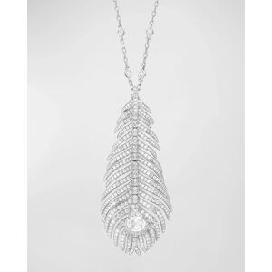 Boucheron 18K White Gold Plume de Paon Pendant Necklace with Diamond Pave on Chain