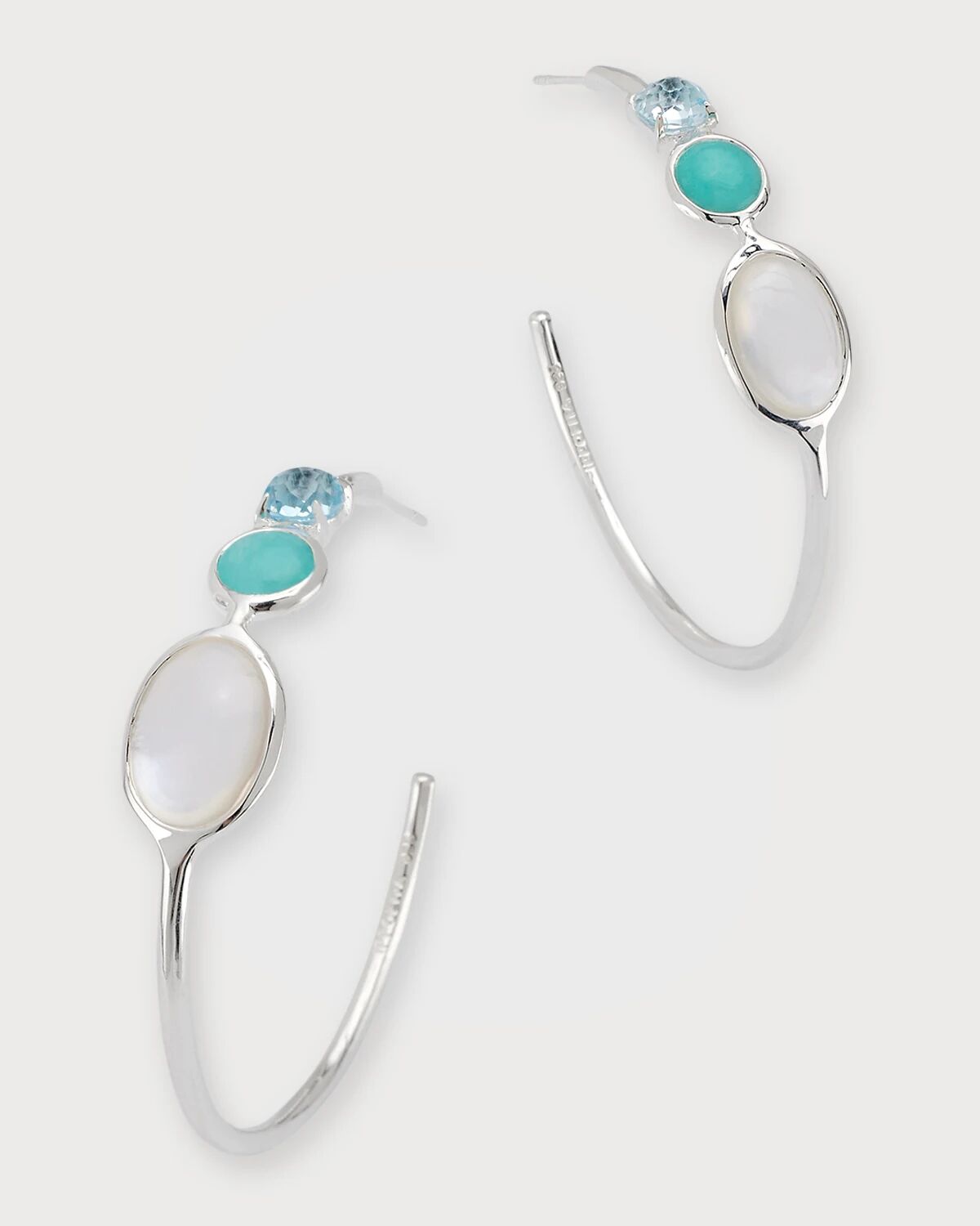 Ippolita 3-Stone #3 Hoop Earrings in Sterling Silver - CASCATA