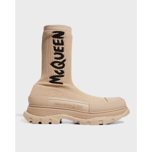 Alexander McQueen Men's Logo Graffiti Knit Tread Slick Boots - Size: 41 EU (8D US) - KHAKI MULT