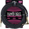 Ernie Ball 18' Braided Straight / Angle Instrument Cable, Gold Connectors