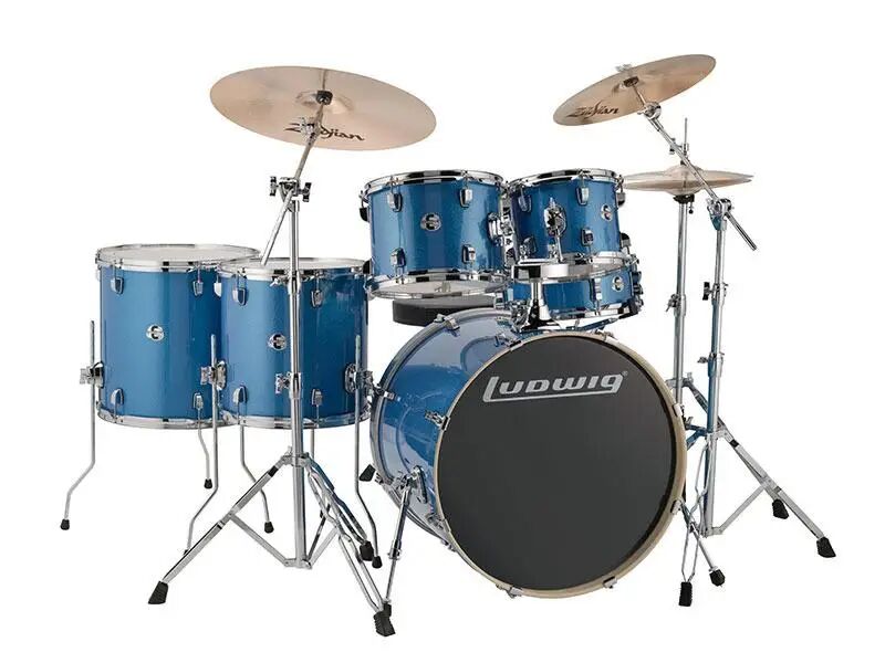 Ludwig Evolution 6-Piece Drum Kit with Zildjian Cymbals (Blue Sparkle)