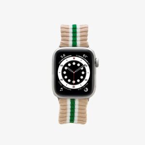Sonix Knit Apple Watch Band - Oat + Green Stripe