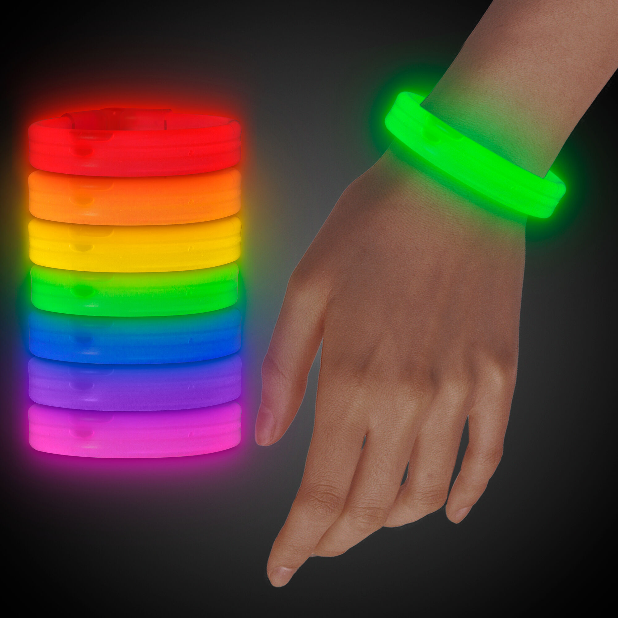 Glow Triple Wide Bracelets - 9" - 25 Pack by Windy City Novelties