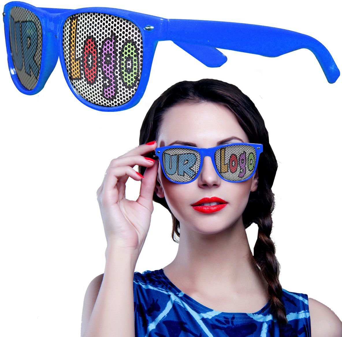 Blue Novelty Custom Sunglasses by Windy City Novelties