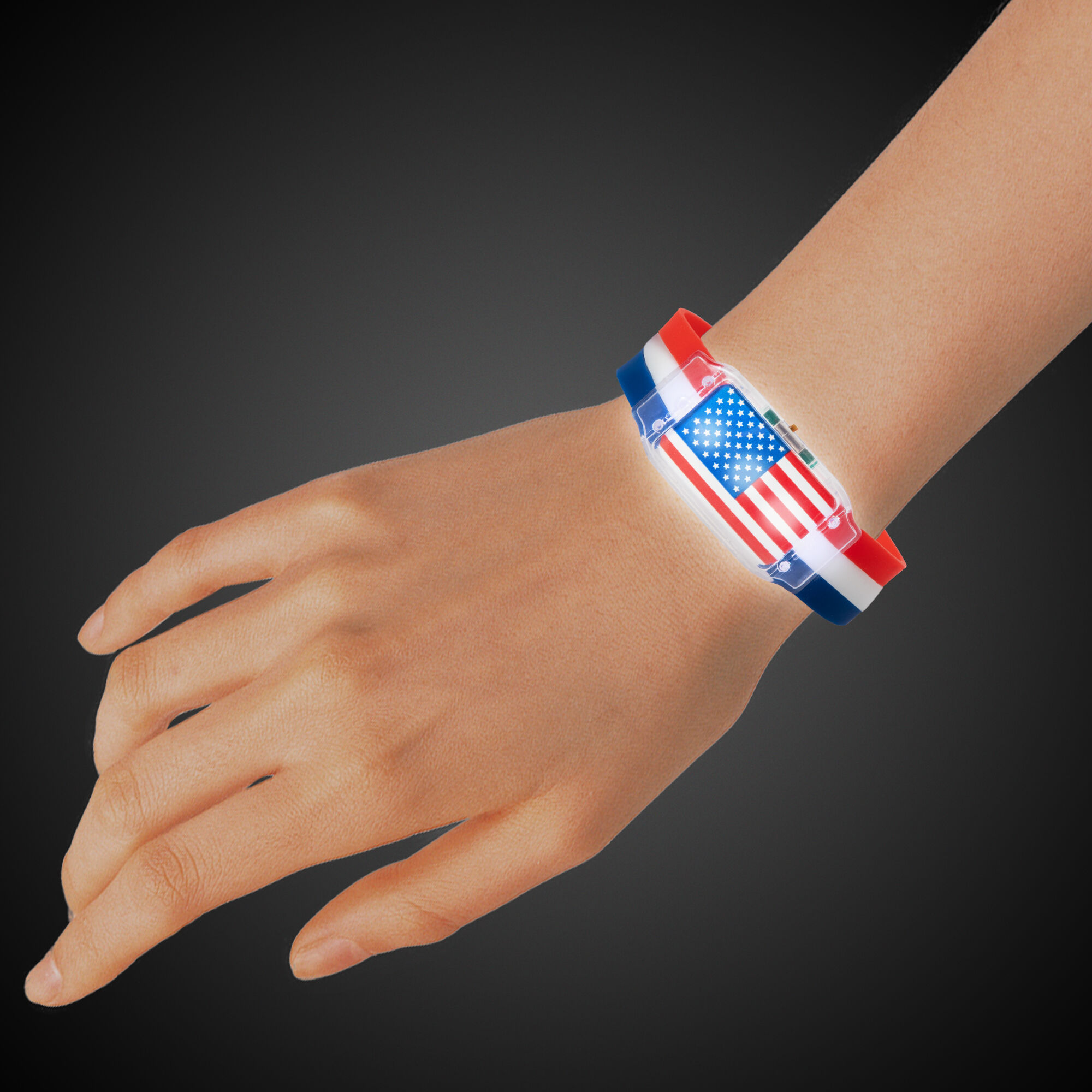 LED Patriotic Silicone Bracelets by Windy City Novelties