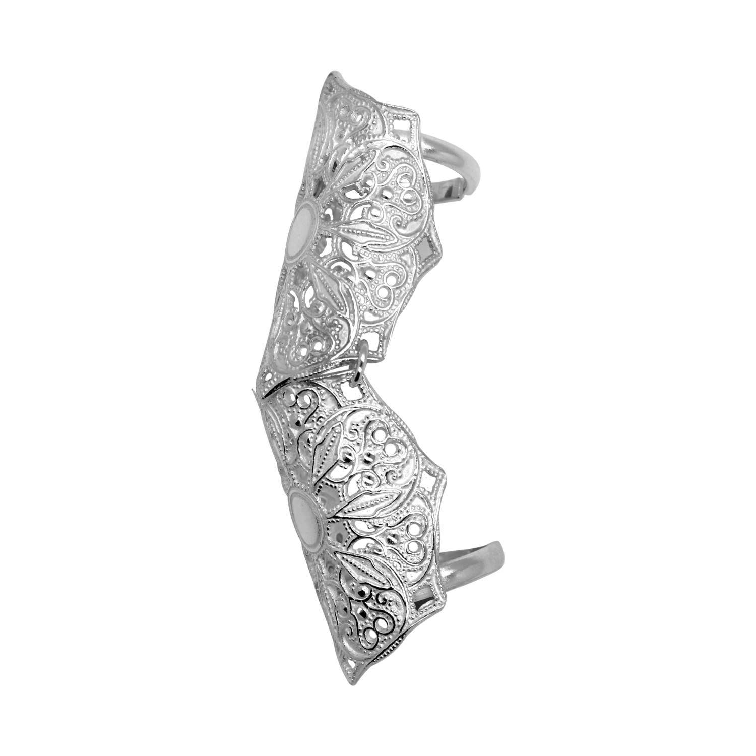 Lucy Ashton Jewellery Women's Artisanal Silver Adjustable Full Finger Mandala Ring Lucy Ashton Jewellery