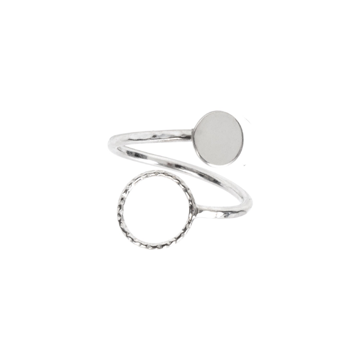 Lucy Ashton Jewellery Women's Artisanal Sterling Silver Circle & Disc Adjustable Ring Lucy Ashton Jewellery