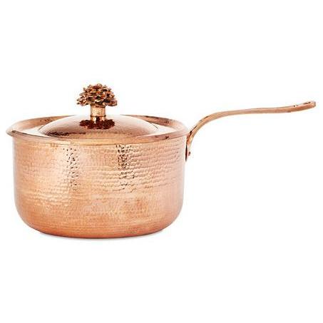 Amoretti Brothers Copper Saucepan 2.8 Qt With Flower Lid Amoretti Brothers