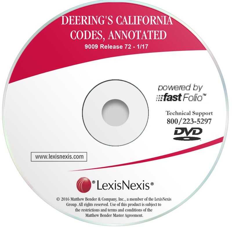 Matthew Bender Elite Products Deering's California Codes Annotated on LexisNexis CD