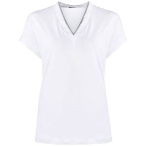 Brunello Cucinelli silvery trim V-neck T-shirt - White - female