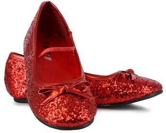 Girls Red Ruby Glitter Ballet Flat Shoes