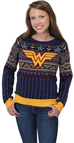 Wonder Woman Navy Women's Ugly Christmas Sweater