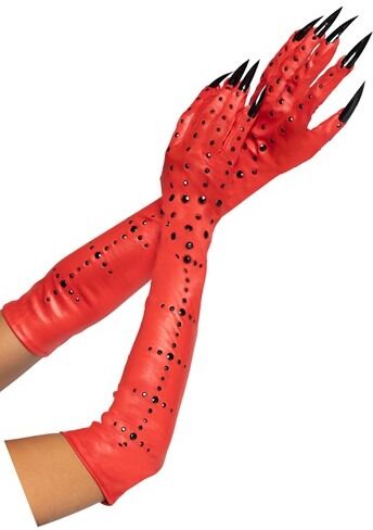 Rhinestone Demon Claw Gloves