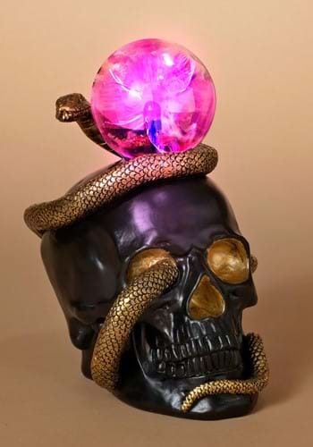 8" Skull & Snake with Static Lighted Magic Ball Decoration