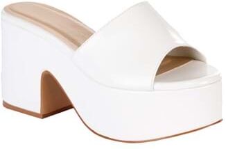 Women's White Mule Disco Sandal Shoes