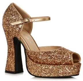 Women's Gold High Heel Open Toe Shoes