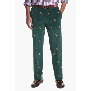 Castaway Clothing Hunter Green Candy Cane Embroidered Corduroy Pants