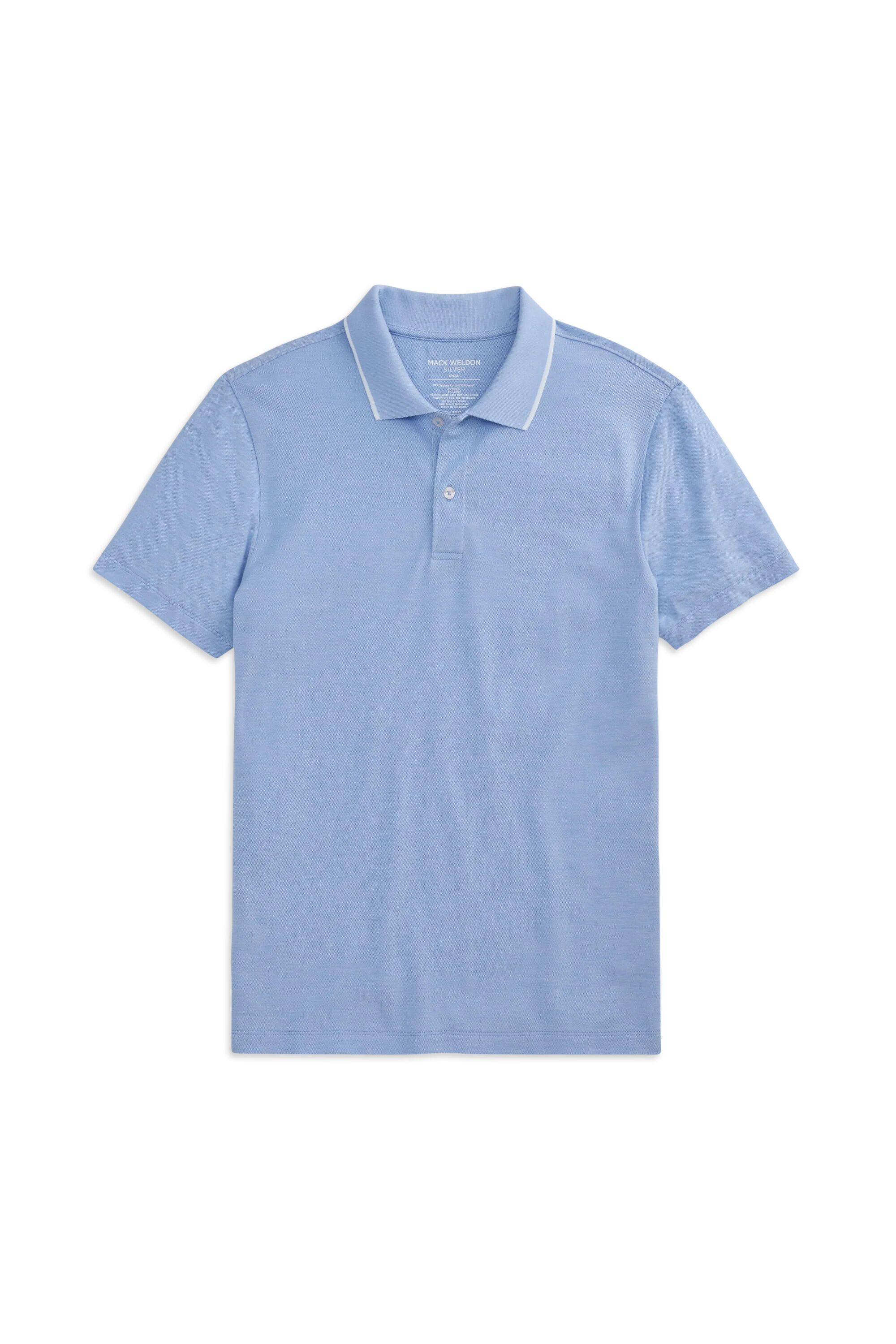 SILVER Pique Polo Chambray White Oxford Shirt, Size: XL Mack Weldon - Gender: male