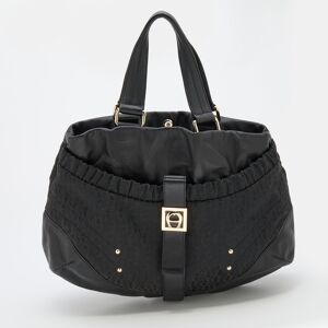 Aigner Black Canvas and Leather Hobo