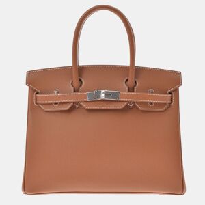 Hermes Brown Epsom Leather Palladium Hardware Birkin 30 Bag