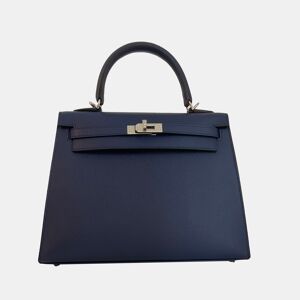 Hermes Blue Epsom Leather Palladium Hardware Kelly Sellier 25 Bag