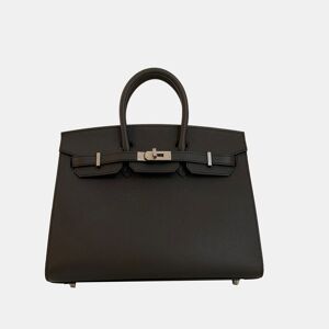 Hermes Black Epsom Leather Palladium Hardware Birkin 25 Sellier Bag