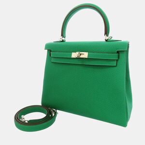 Hermes Green/Blue Togo Leather Palladium Hardware Kelly 25 Retourne Bag