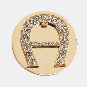 Aigner Gold Plated Crystal Logo Pin Brooch