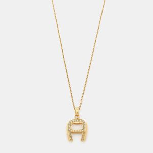Aigner Crystal Gold Tone Pendant Necklace