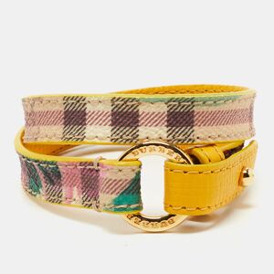 Burberry Mustard/Beige Tartan Check Coated Canvas and Leather Double Wrap Bracelet