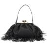 WEEKEND MAX MARA medium raffia effect clutch with fringes  - Black - female - Size: One Size