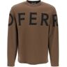 FERRAGAMO long sleeve t-shirt with oversized logo  - Brown - male - Size: Large