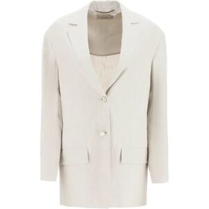 AGNONA linen blazer  - Beige - female - Size: 40