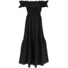 GANNI flared midi dress with off-should  - Black - female - Size: 38