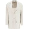 AGNONA linen blazer  - Beige - female - Size: 42