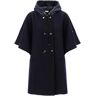 MONCLER virgin wool cloak with hood  - Blue - female - Size: One Size