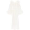 ART DEALER 'bettina' maxi dress in satin with feathers  - White - female - Size: Extra Small