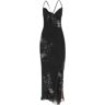 DES PHEMMES silk chiffon maxi dress with crystal appliques  - Black - female - Size: 42