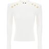 BALMAIN crew-neck sweater with buttons  - White - female - Size: 40