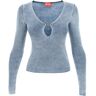 DIESEL m-teri ribbed sweater with logo plaque  - Light blue - female - Size: Small