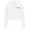 BALMAIN cropped hoodie with flocked logo  - White - female - Size: Large