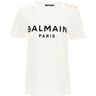 BALMAIN t-shirt with logo print and embossed buttons  - White - female - Size: Extra Small