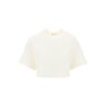 MONCLER cropped t-shirt with sequin logo  - White - female - Size: Medium