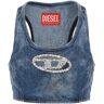 DIESEL denim crop top with jewel buckle  - Blue - female - Size: Extra Small